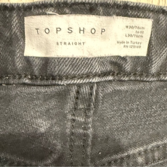ASOS Topshop Women’s‎ Straight-Leg High-Rise Ripped Black Denim Stretch Jeans 30 - Picture 3 of 8